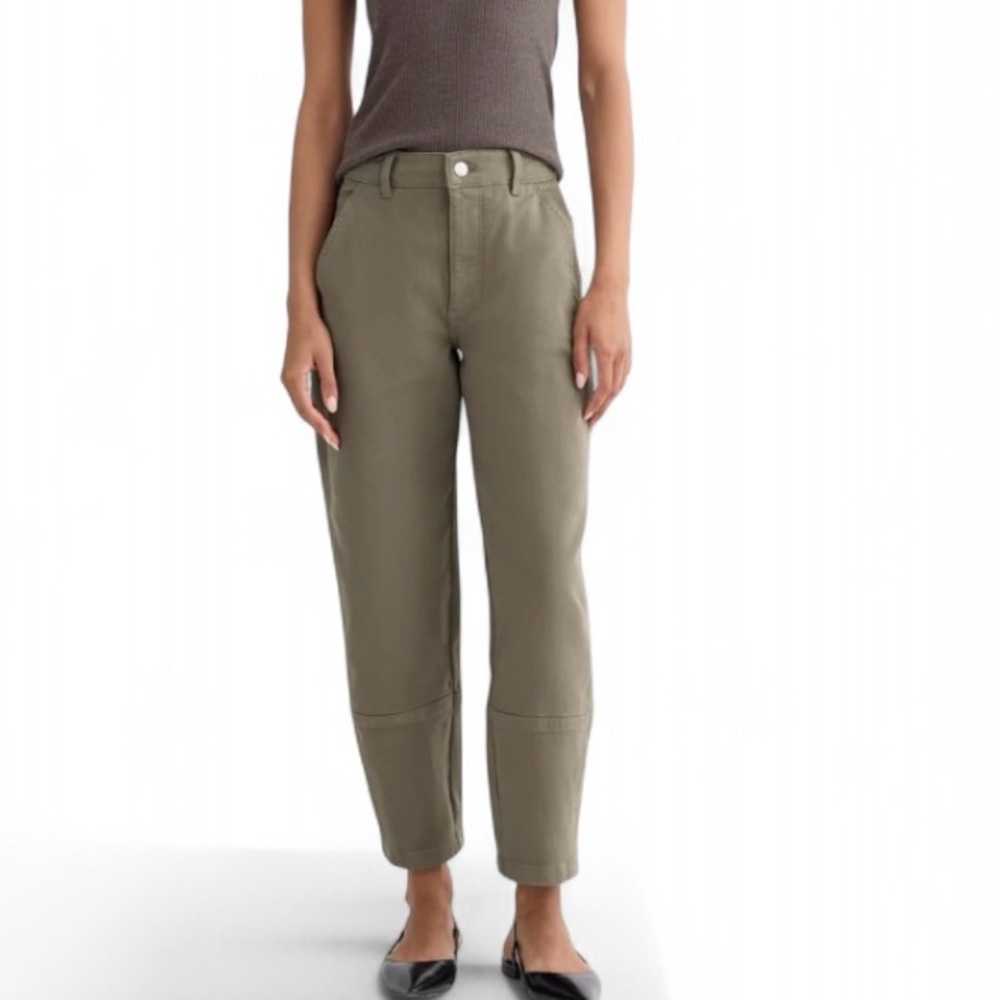 Everlane the utility barrel Olive Green jeans size 8 organic cotton classic